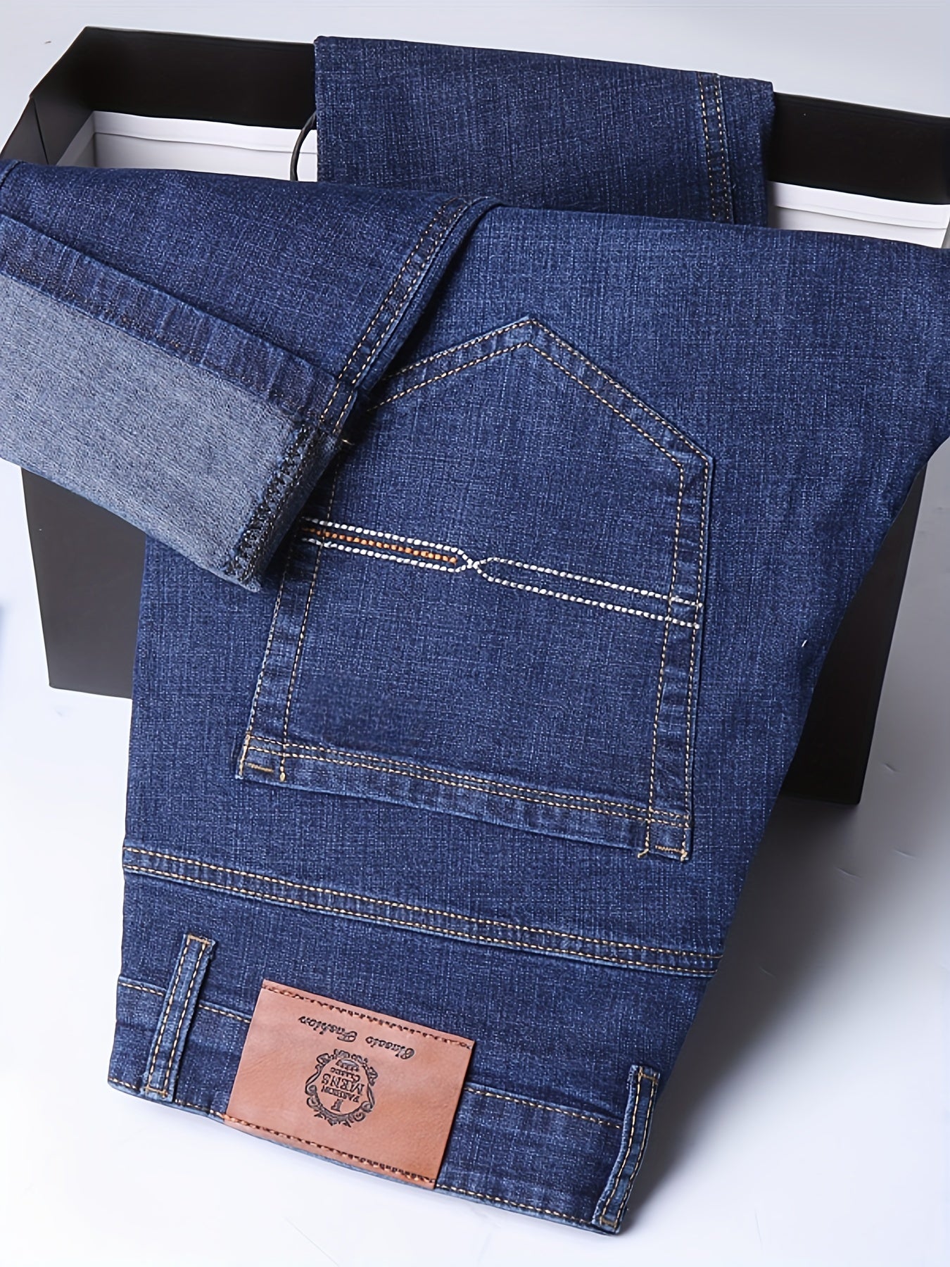 Мужские джинсы большого размера из премиум-денима с эластаном, комфортной посадкой, прочным хлопковым миксом и вышивкой