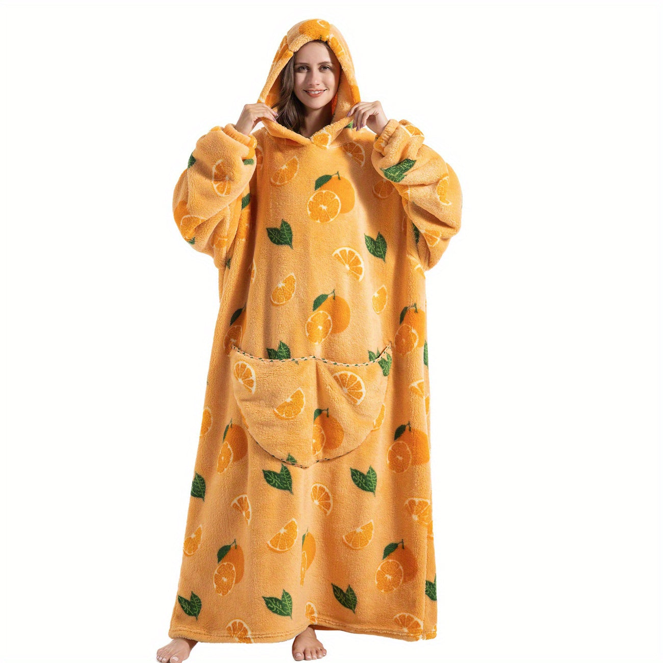 Adult Oversized Hoodie Wearable Blanket with Pepperoni Pizza Print and Front Pocket