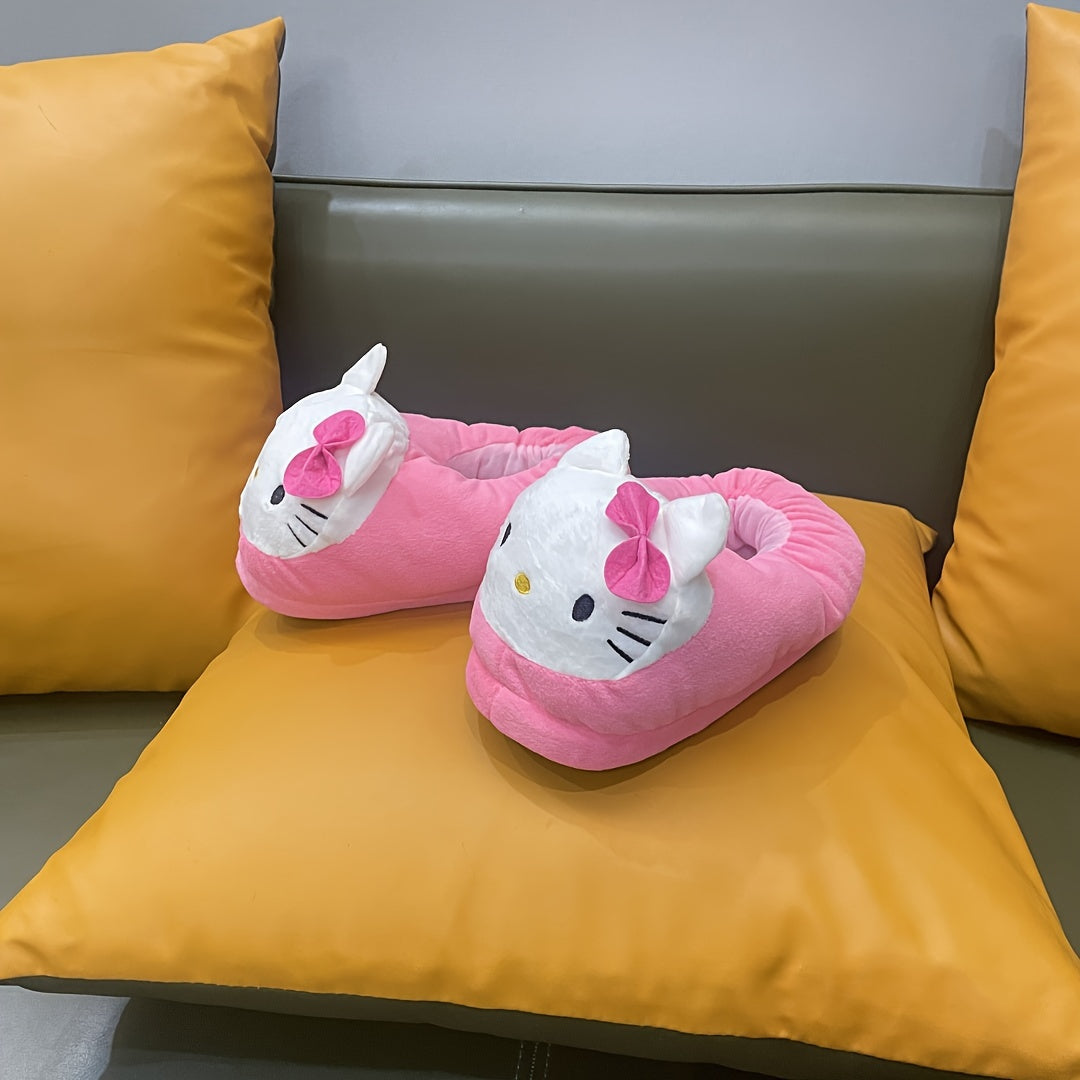 Women's Plush Cat Slippers Winter Warm Full-Cover House Shoes