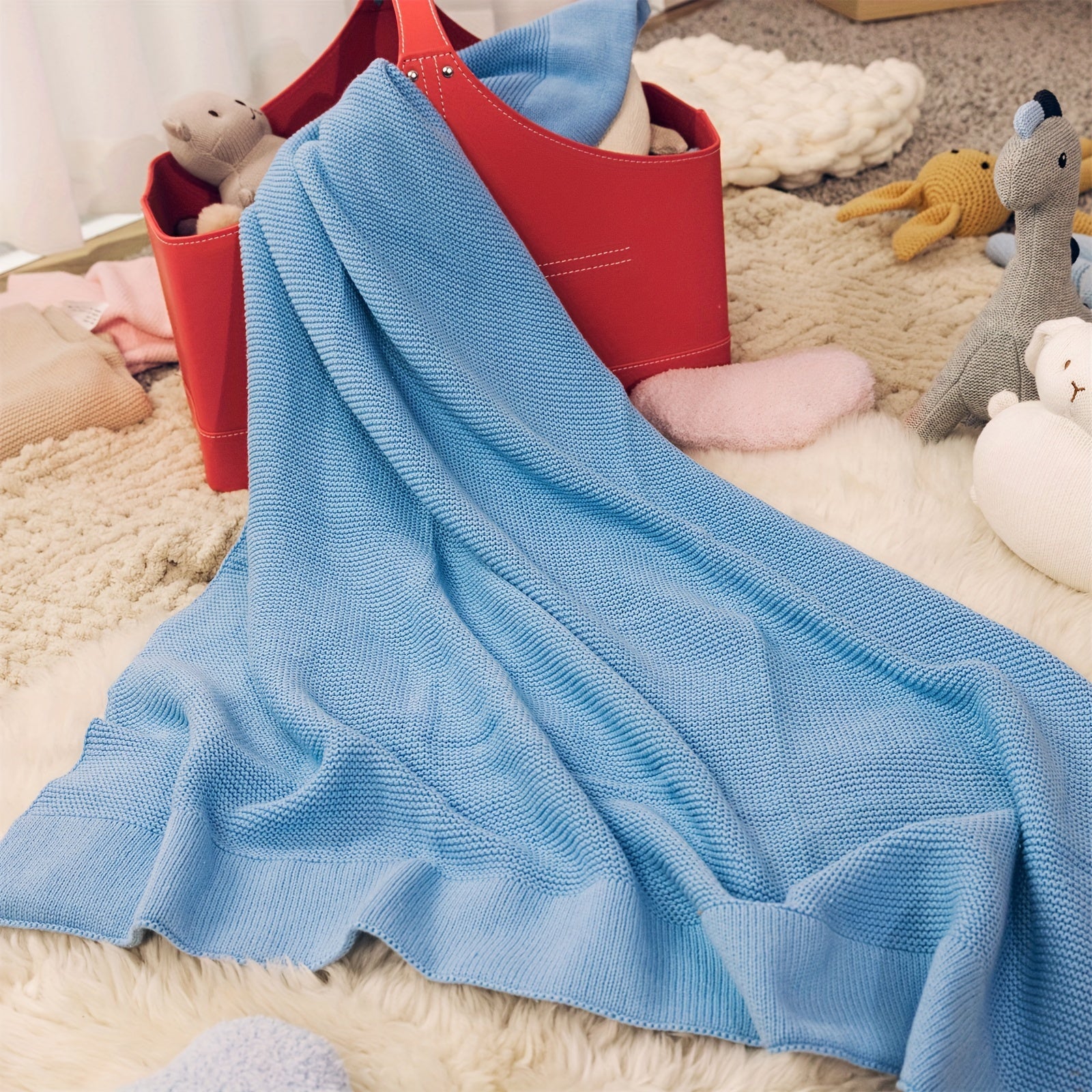 Soft Knitted Baby Swaddle Blanket for Strollers and Cribs