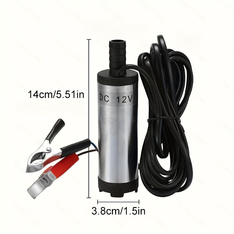 12V DC Submersible Oil Pump with Battery Clamps for Car Transfer