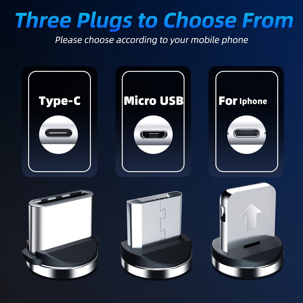 Кабель для быстрой зарядки с вращающимся магнитом на 540 градусов с разъемом Type C, Micro USB для Samsung, Xiaomi, iPhone
