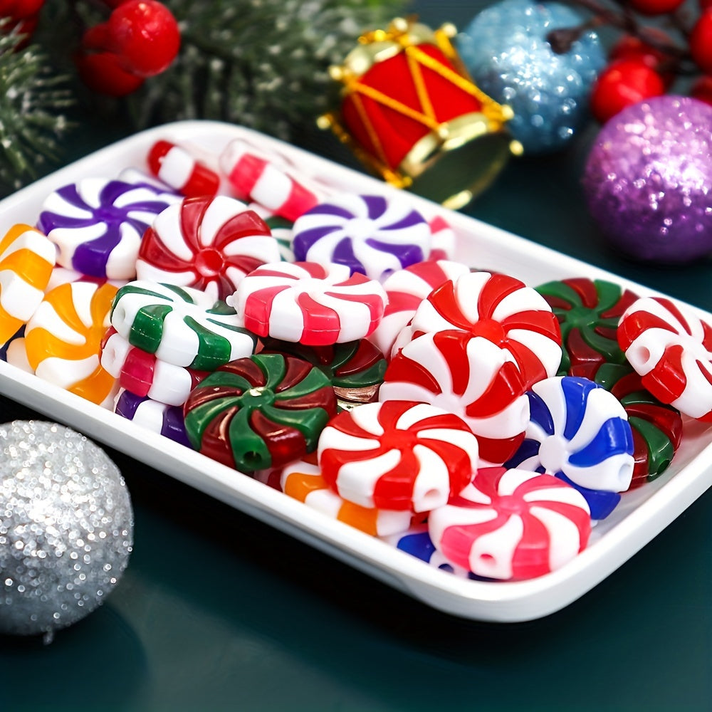 Decoraciones de árbol de Navidad rojas y blancas con charms de bastón de caramelo de menta, paquete de 10, 30 o 50