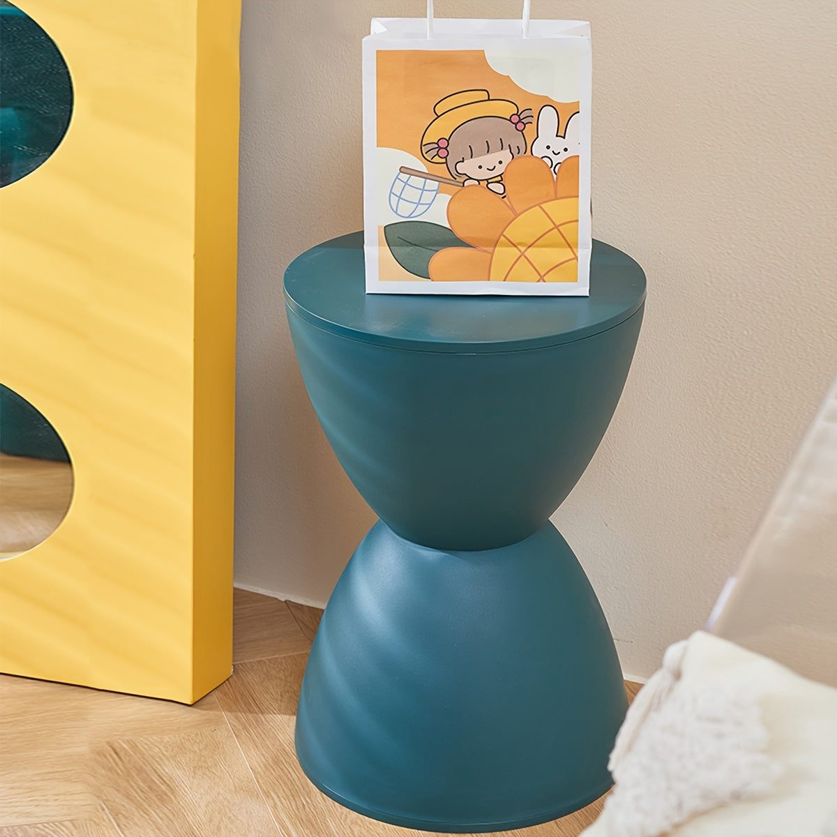 Contemporary Hourglass Storage Ottoman Bench with Water Resistant Finish