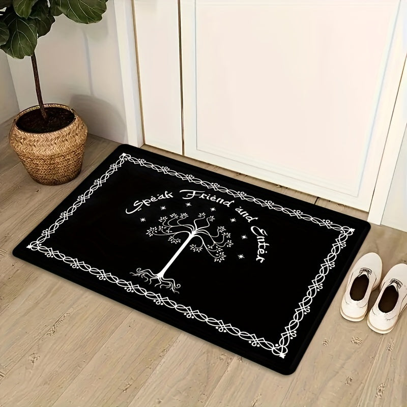 "One Piece" salom matosi "Do'st bilan gaplash va kir" dizayni bilan, ichki kirish joyi, hammom gilam bezaklari, old eshik, oshxona yoki balkon uchun mos, mashinada yuvish mumkin, sirpanmaydigan, polyesterdan tayyorlangan, to'rtburchak shaklida.