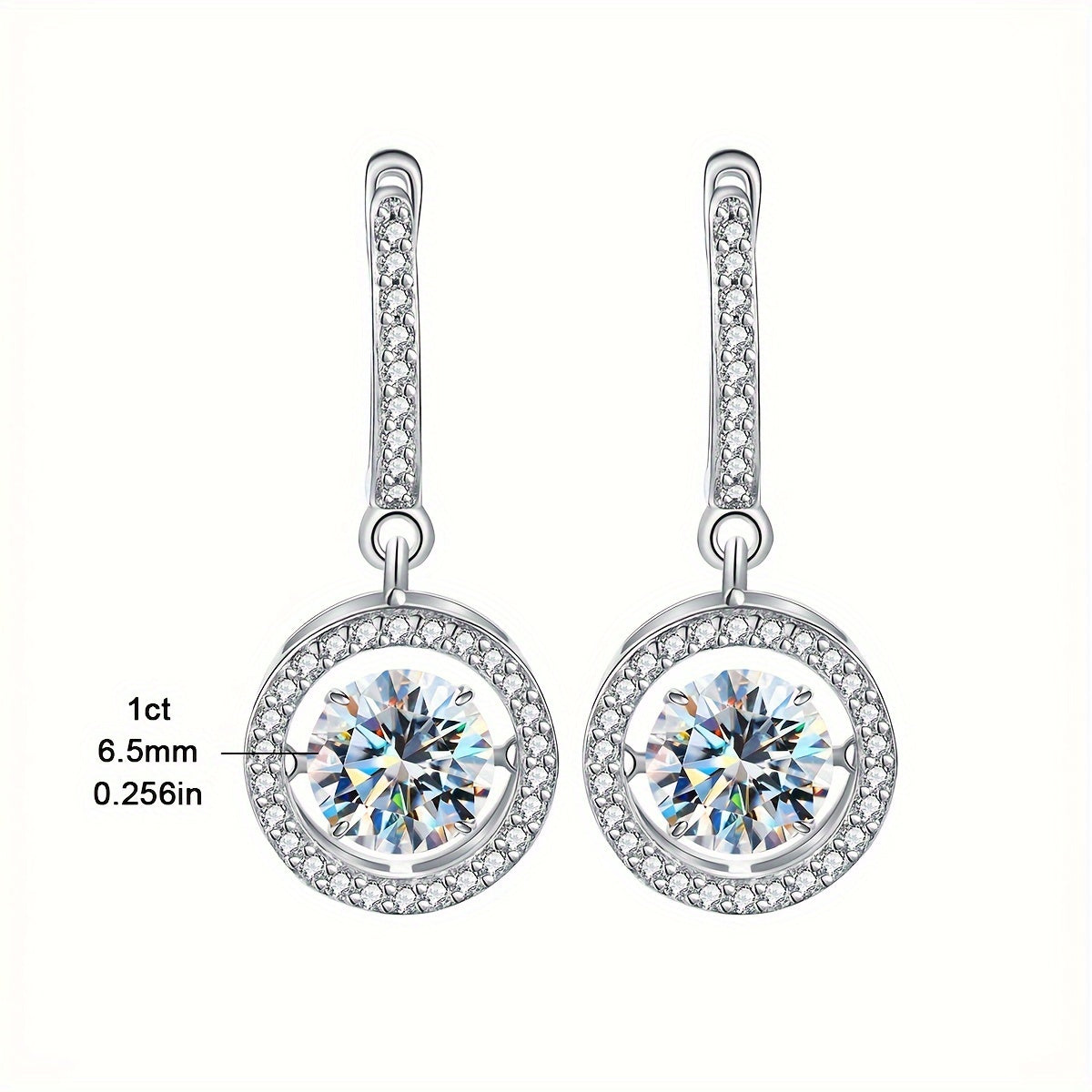 Sterling Silver 1CT Moissanite Hoop Earrings for Women Wedding Engagement