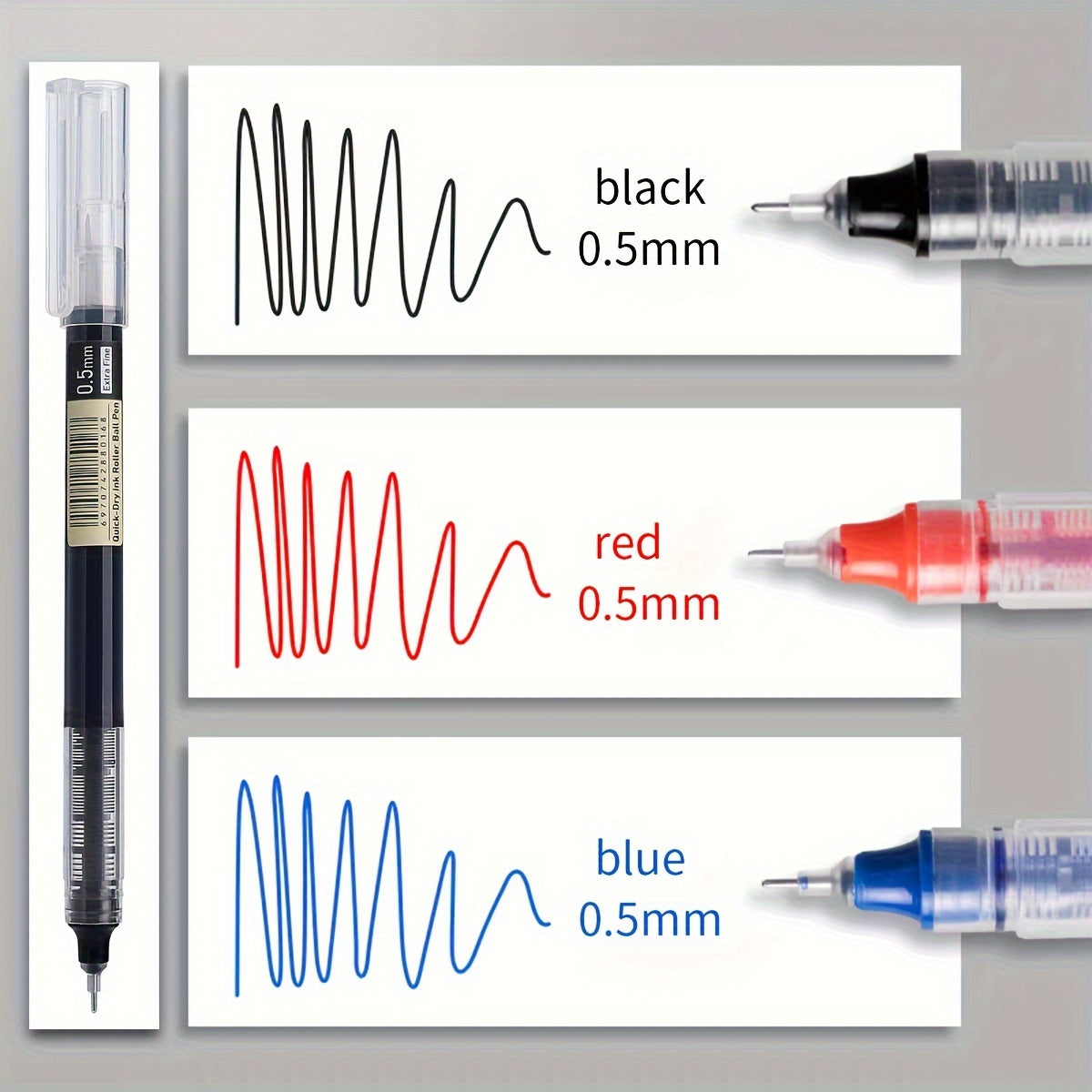 30pcs Ballpoint Pens Set 0.5mm Quick Drying Ink Black Blue Red for School Office