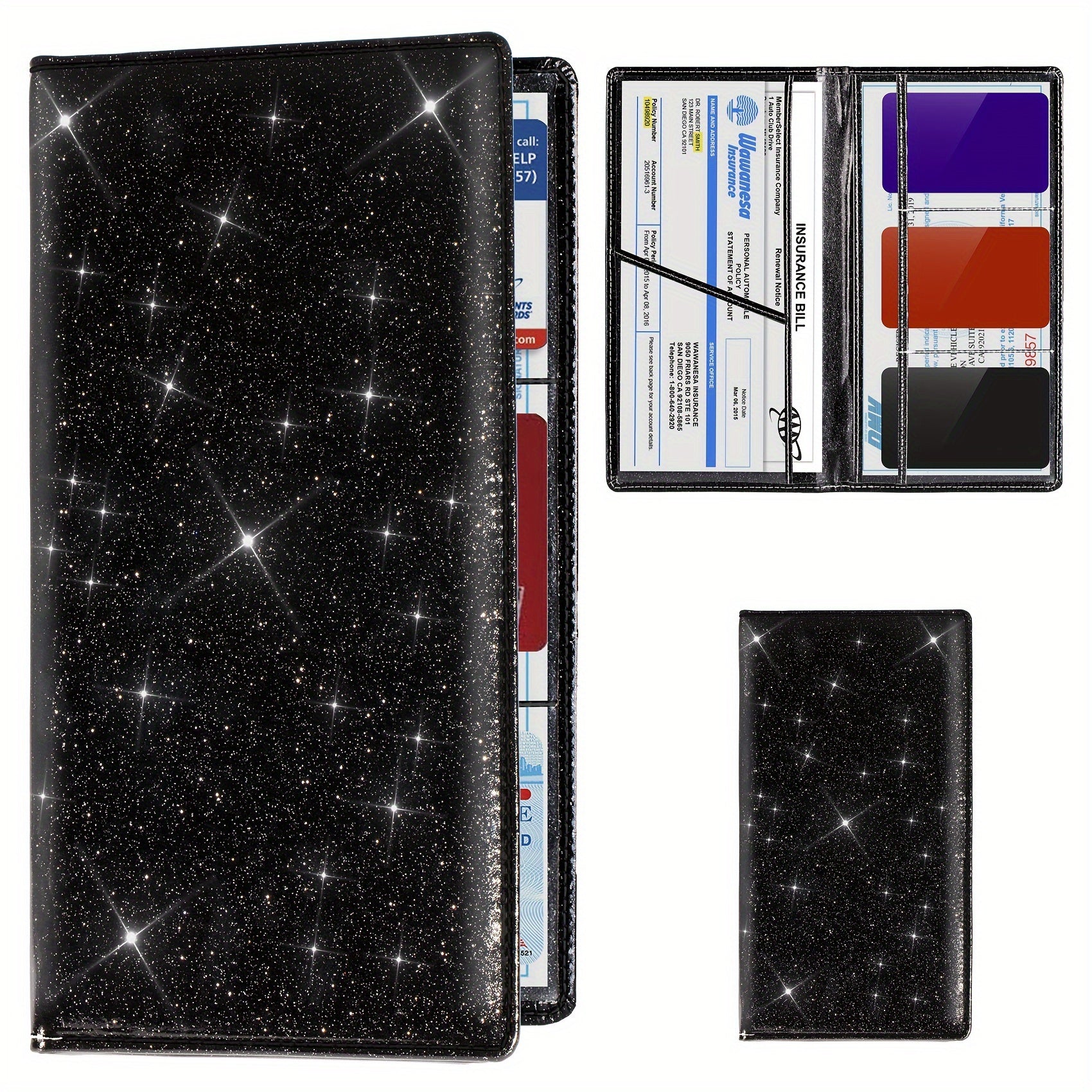 Car Registration and Insurance Card Holder Leather Vehicle License Organizer