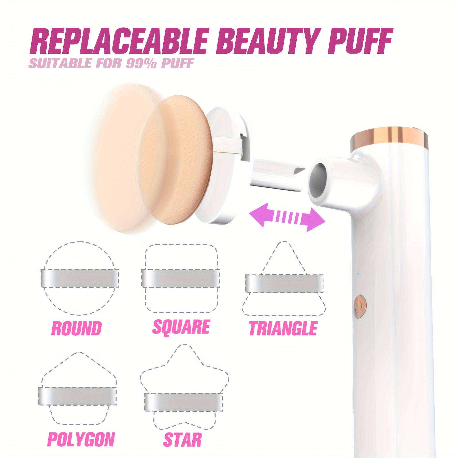 Electric Makeup Puff with USB Rechargeable Battery for Even Coverage and Easy Use