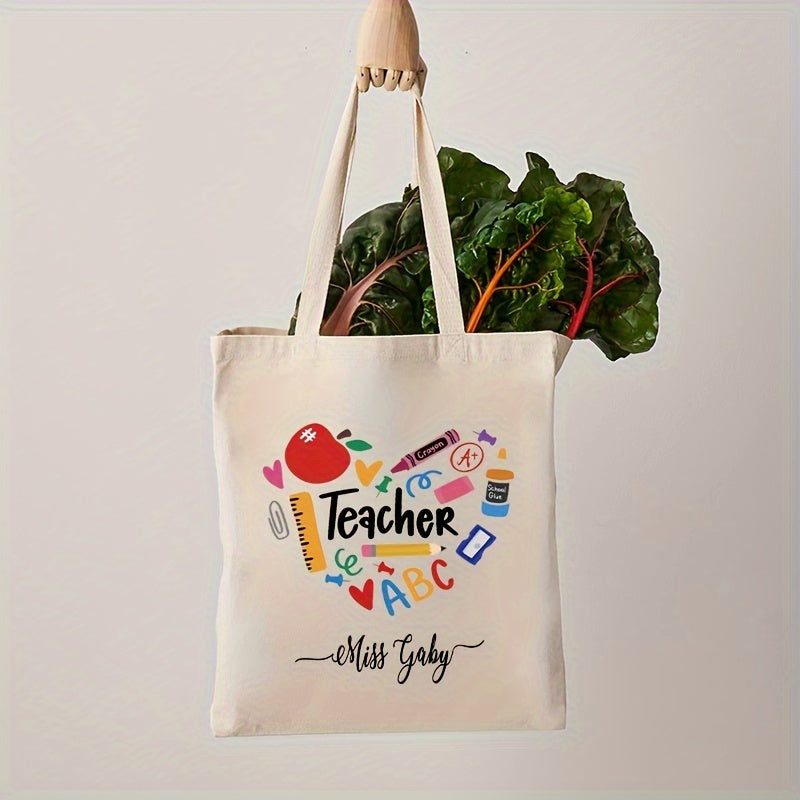 Personalized Canvas Shoulder Bag for Teachers Back to School Gift