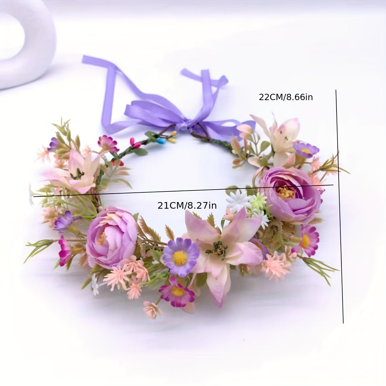 Floral Garland Crown Hair Wreath Headband for Wedding and Party