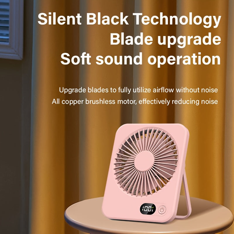 Portable USB Desktop Fan Black Pink 5-Speed Quiet Adjustable Mini Fan