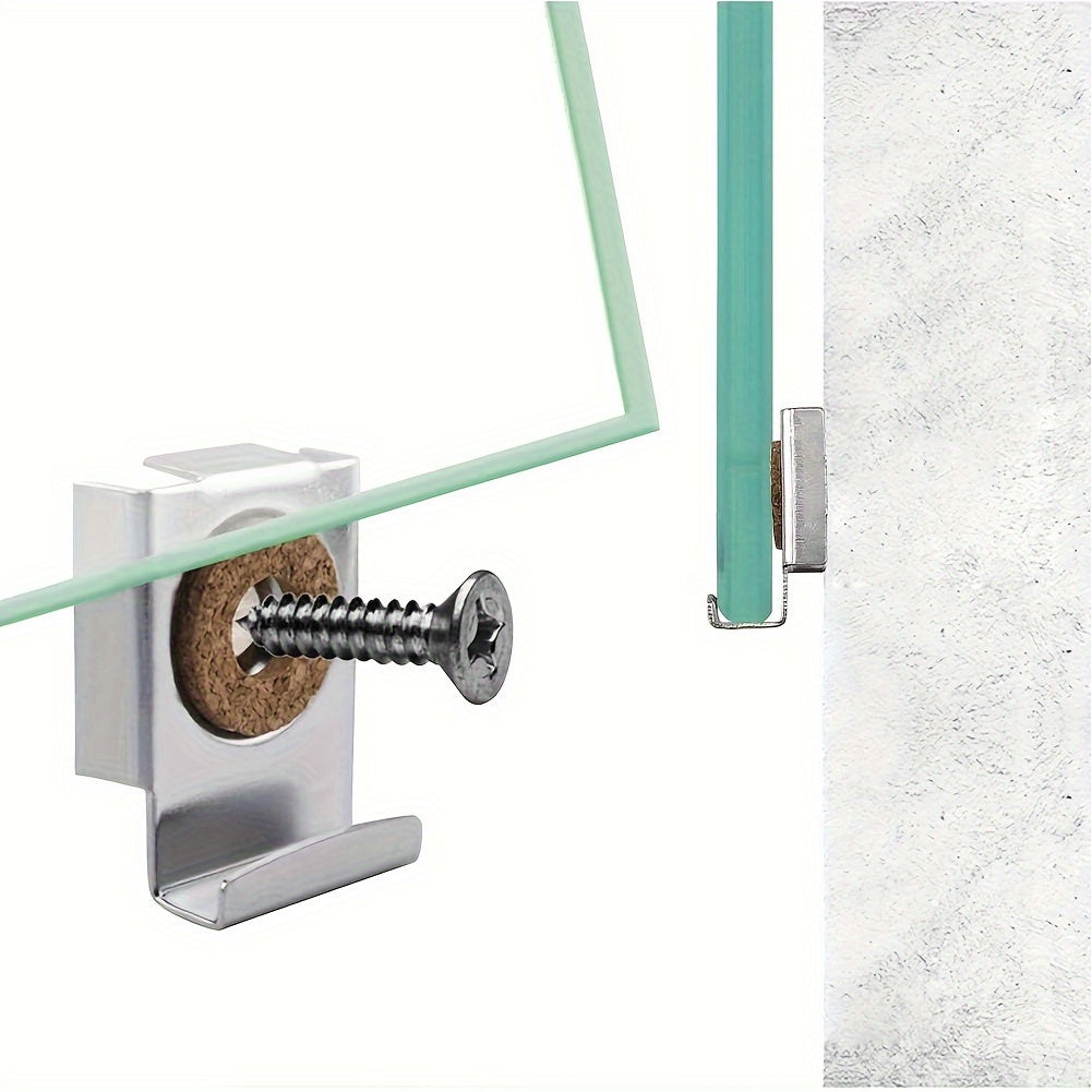 12-Pack Wall Mirror Brackets Heavy-Duty Stainless Steel with Spring Clamps Adjustable Height Wooden Finish