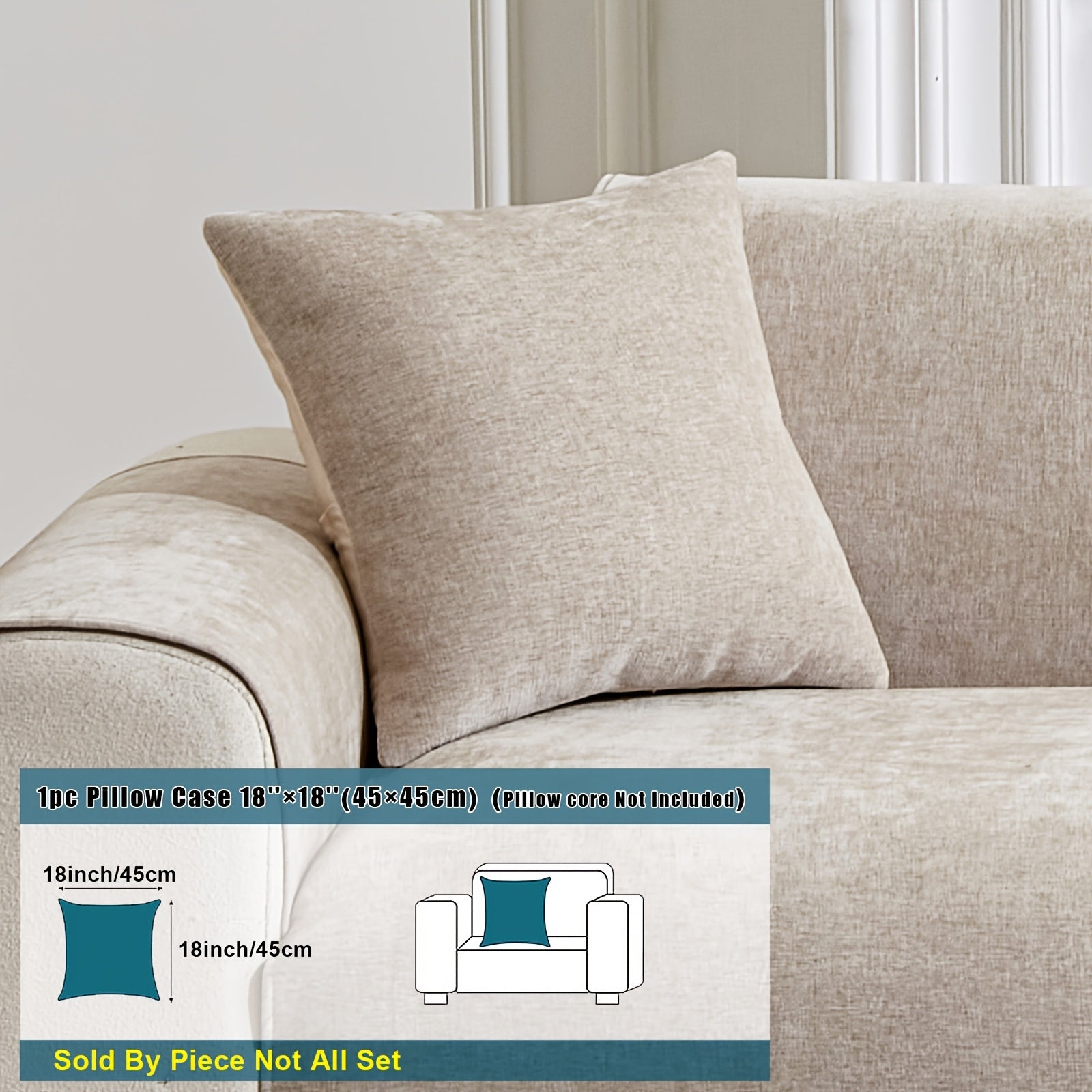 Chenille Sofa Cover Non-Slip Pet-Friendly All Seasons Fits 1-4 Seaters Light Beige