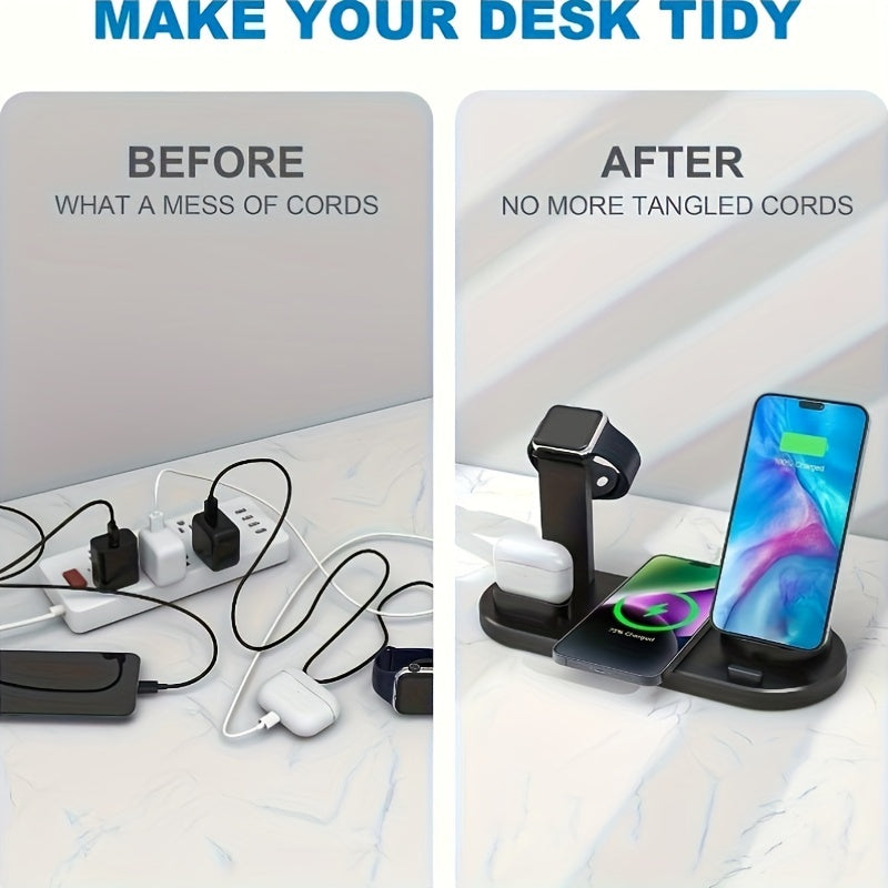3-in-1 Wireless Charging Dock for iPhone AirPods and Samsung Devices Fast Charging