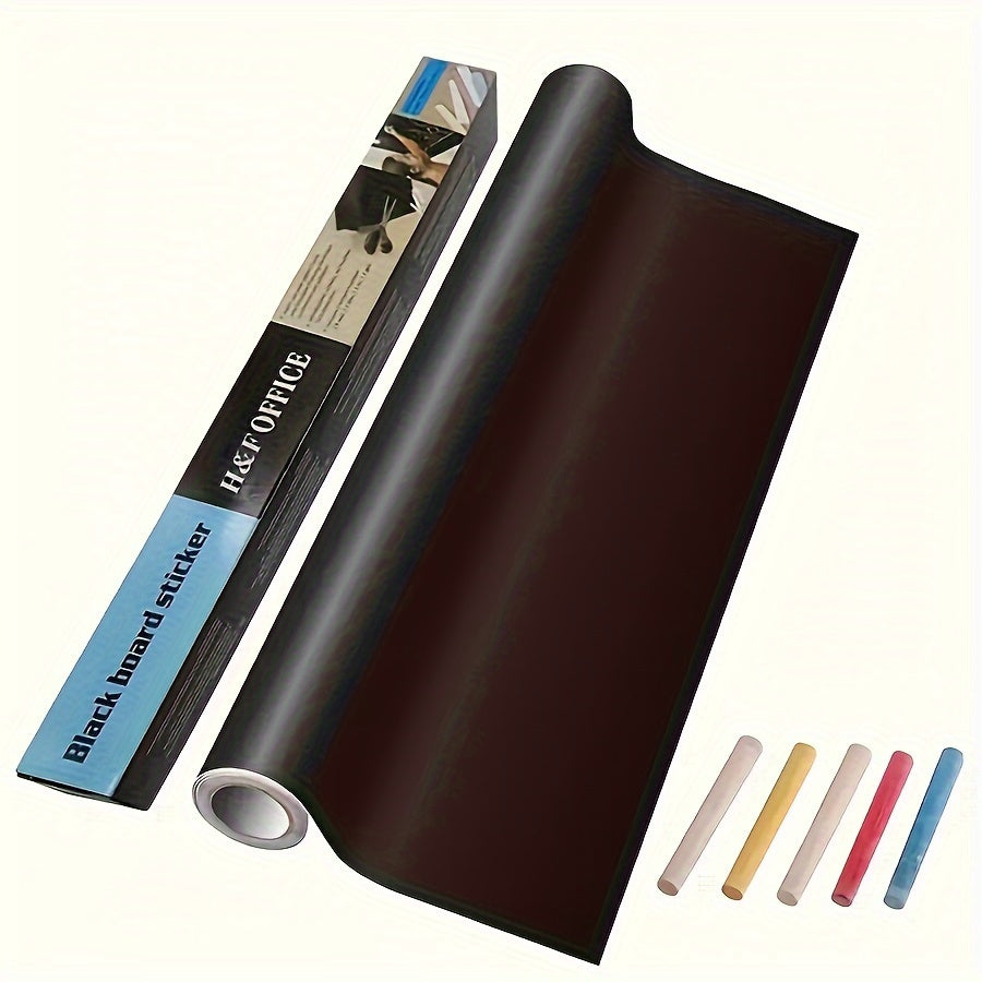 Self-Adhesive Chalkboard Wallpaper Roll with 5 Colored Chalks Dry Erase Message Board for Office School Home