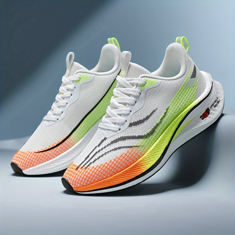 Men's Running Shoes with Gradient Striped Design Lightweight Casual Sneakers for Outdoor Training