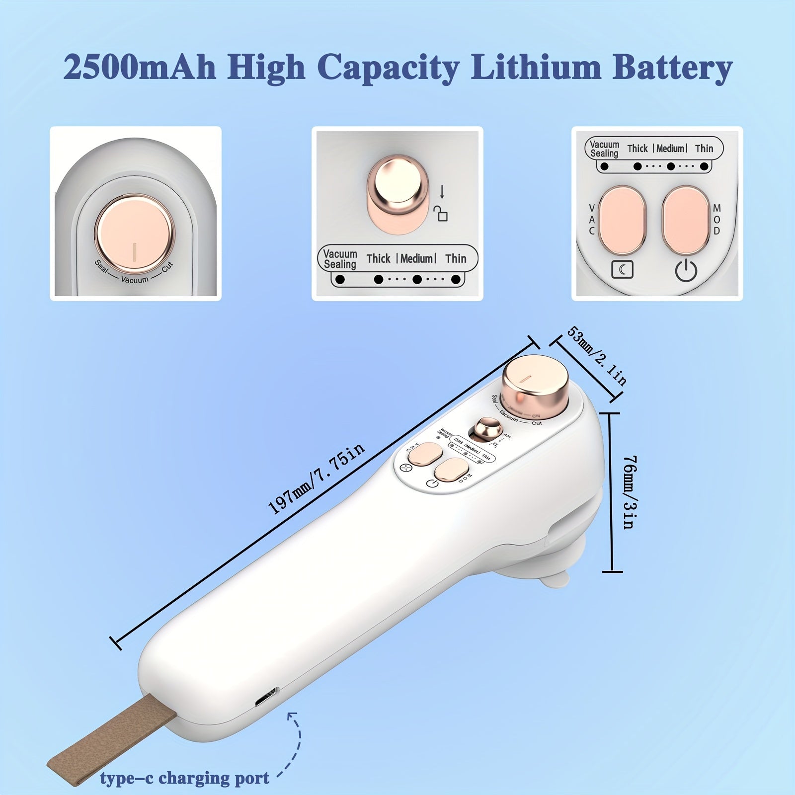 DINGDIAN Qo‘l bilan ishlovchi vakuum yopishtiruvchi mashina, kesgich bilan, 3-in-1 Elektr portativ mini sumkalar yopishtiruvchi, oziq-ovqat va atıştırmalıklarni saqlash uchun.