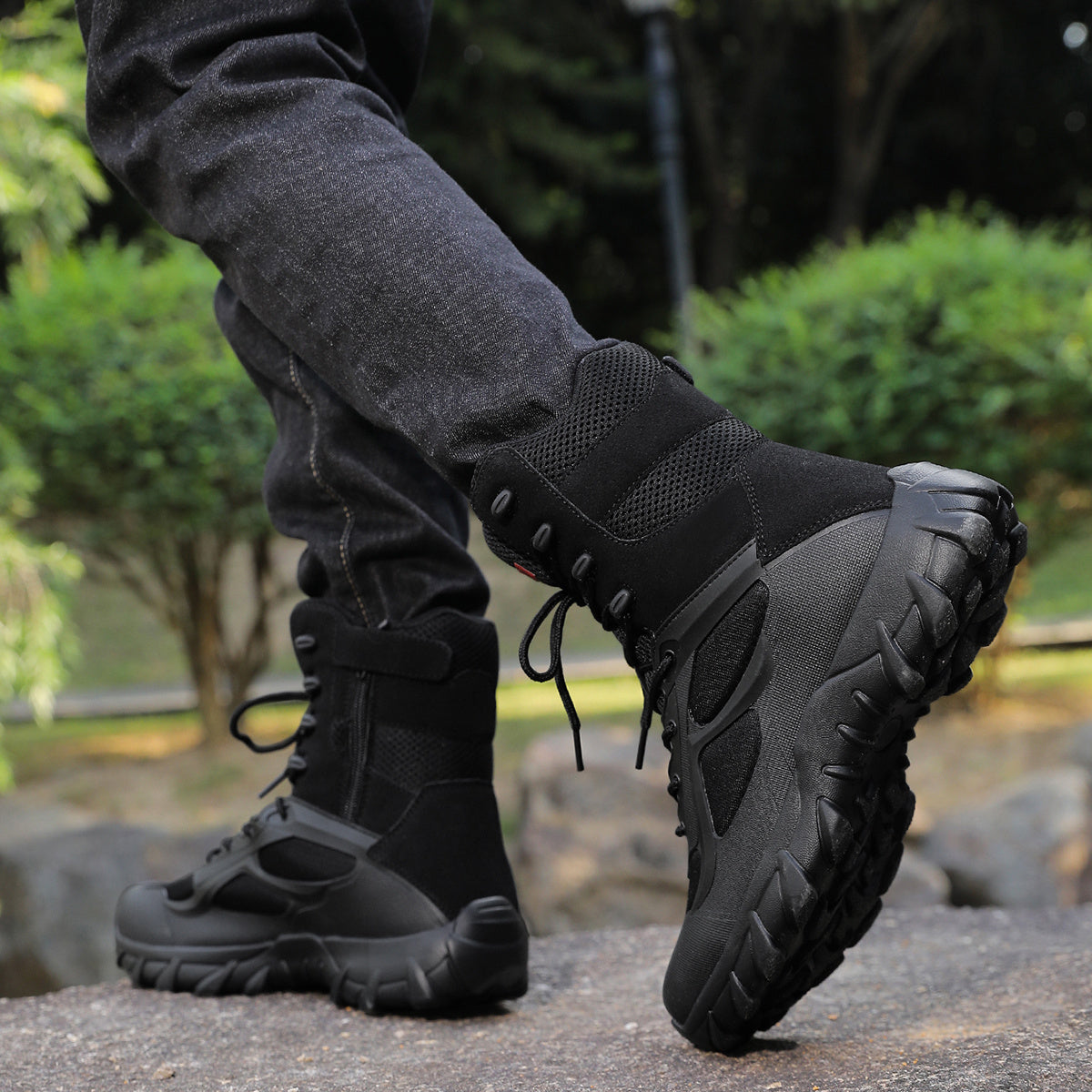 Men's Lightweight Tactical Hiking Boots with Faux Upper and PVC Sole for Outdoor and Daily Use