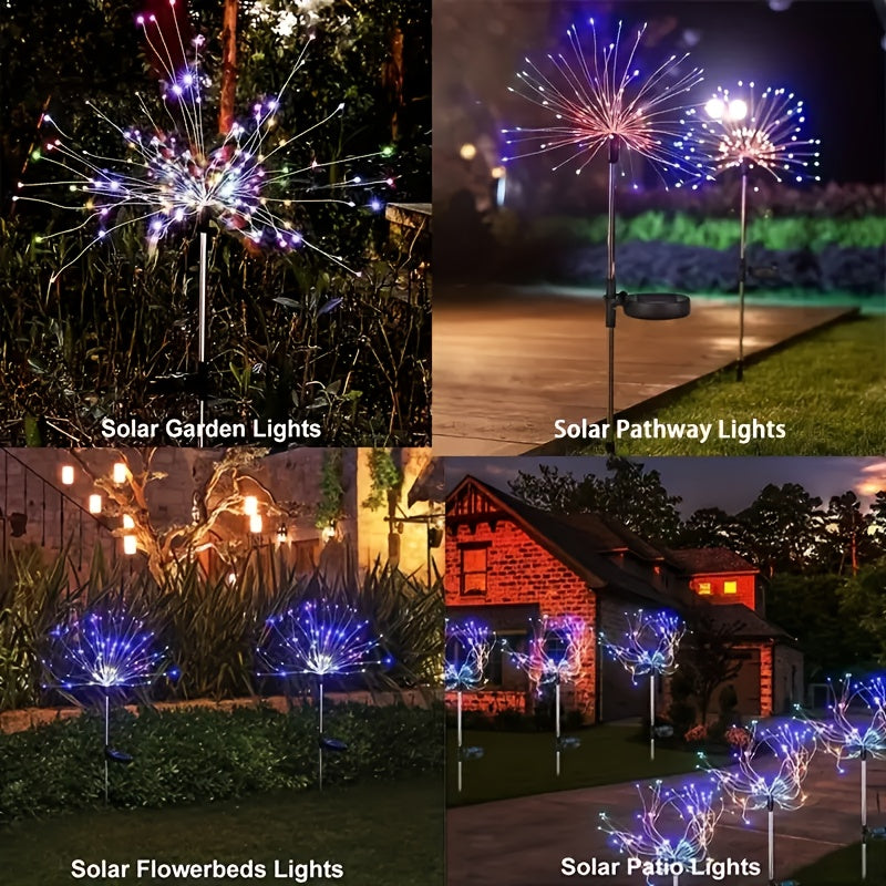 Luces de fuegos artificiales solares con 8 modos, decoración de jardín solar de 200 LED, a prueba de agua IP65