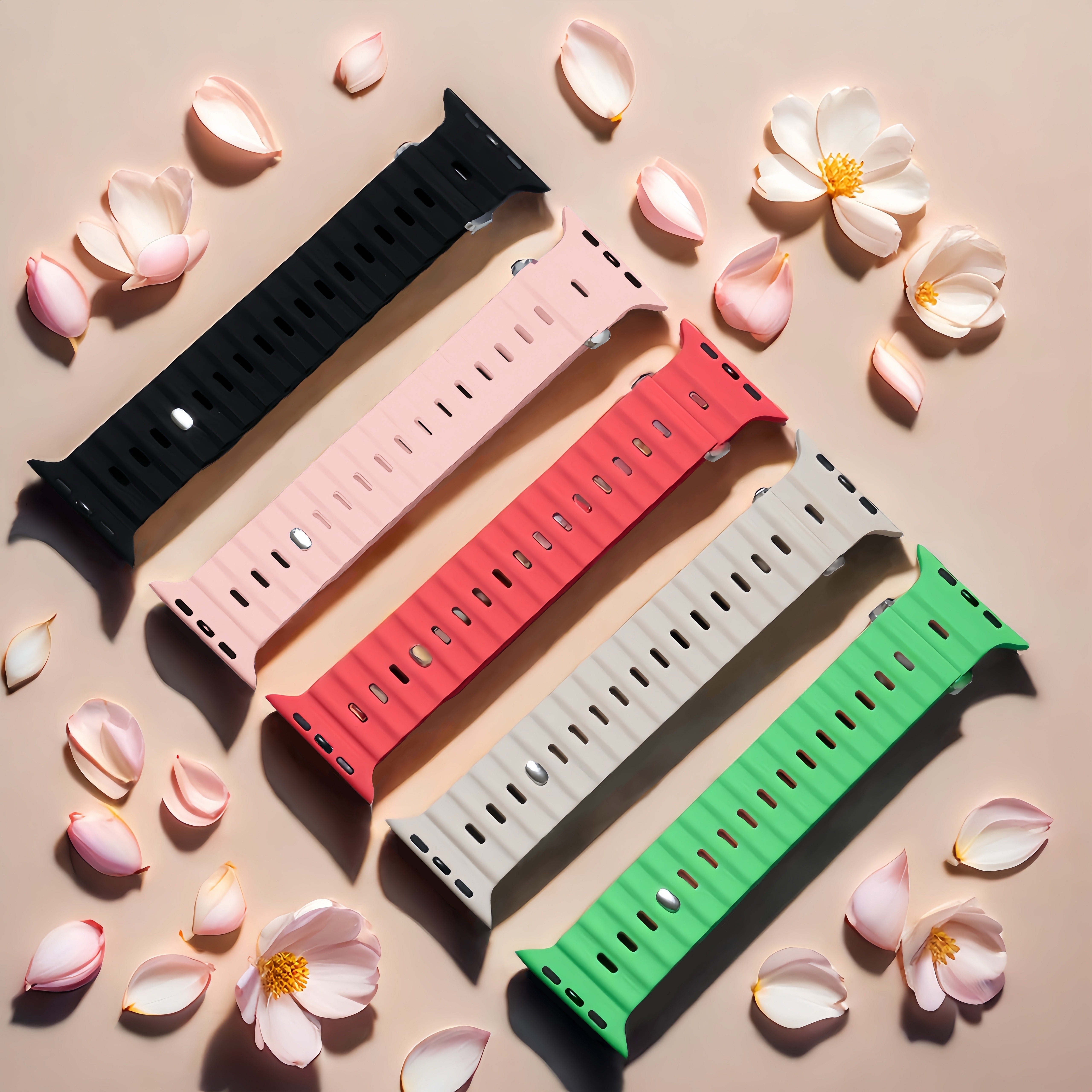 Ремешок Ocean Silicone Sport для Apple Watch Ultra 2/Ultra Straps - дышащий, мягкий, водонепроницаемый браслет для мужчин и женщин - подходит для iWatch Ultra 2 и iWatch Ultra Series SE 9/8/7/6/5/4