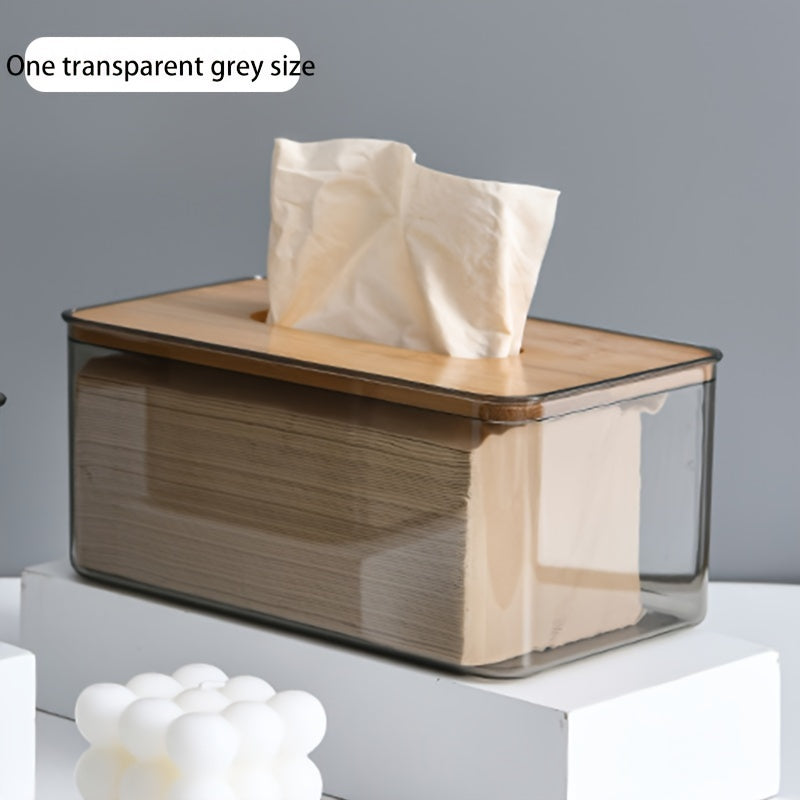 Bamboo-Lid Tissue Box Organizer for Bathroom and Dining Room Napkin Holder Rectangular Shape