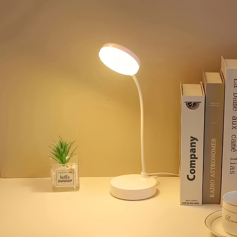 Touch-Control LED Desk Lamp with Dimmable Brightness and USB Power White Warm Light