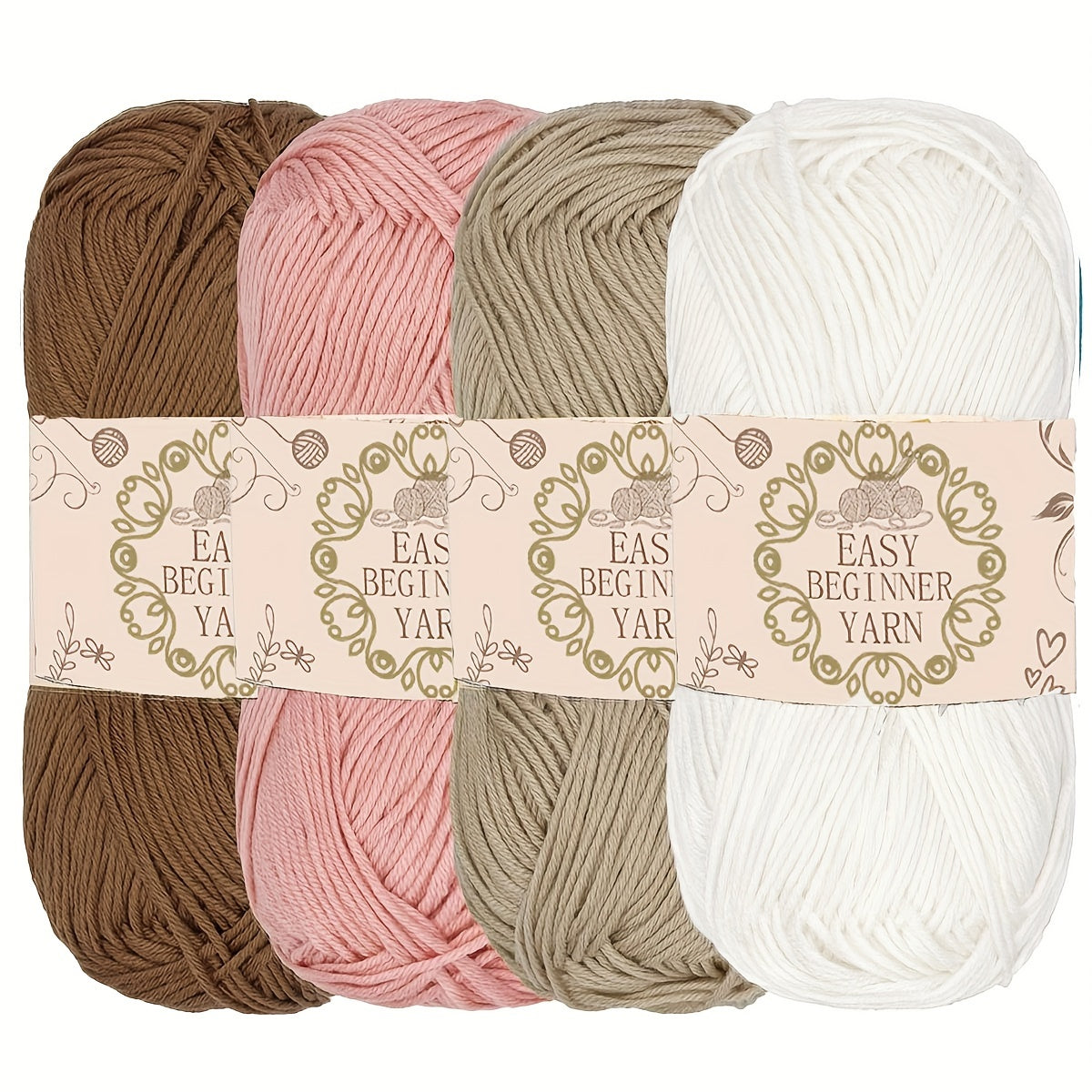 Set of 4 Acrylic Yarn Balls 50g Each for Crochet and Knitting Craft Projects