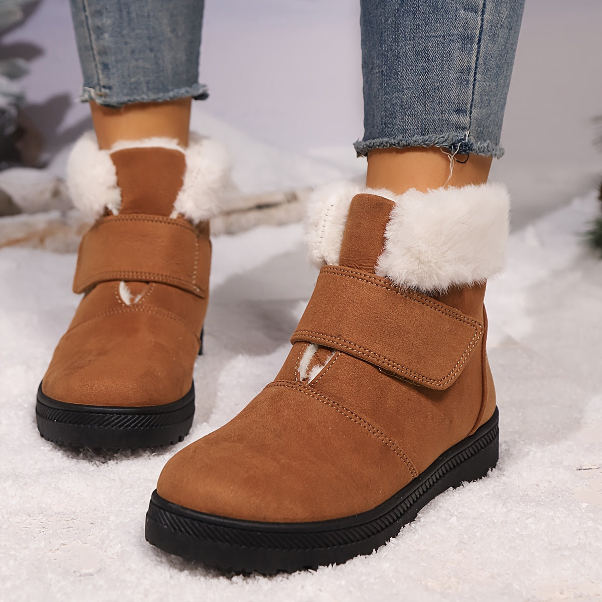 Women's Fleece-Lined Snow Boots Non-Slip High-Top Ankle Boots