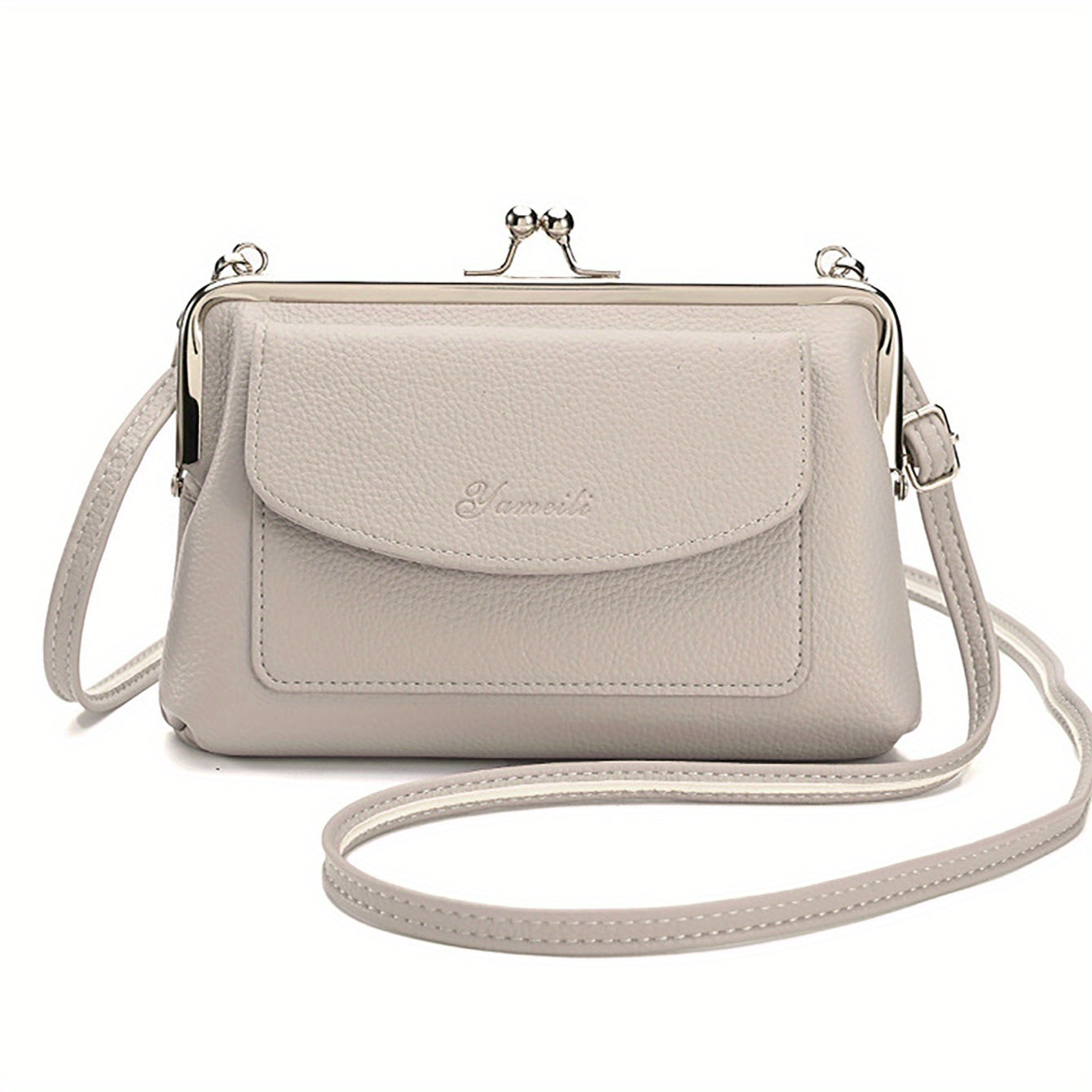 Beige Crossbody Bag for Women with Adjustable Strap Flap Closure Large Capacity