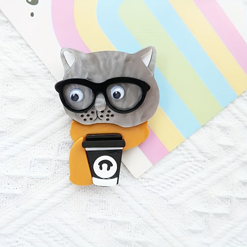 Women's Acrylic Cat Brooch Pin Animal-Shaped Accessory for Fashion and Business Attire