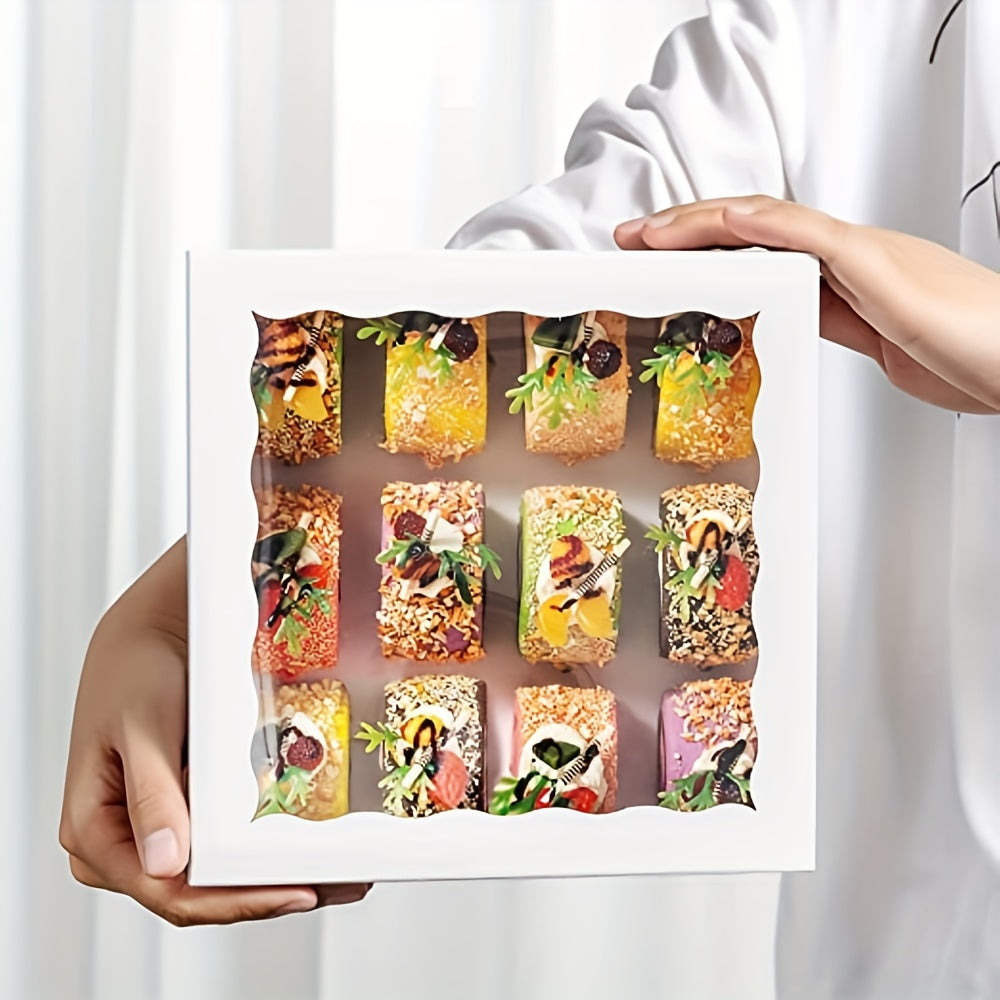 Bakery Boxes with Window Set of 6/15/30, 20.32cm, for Pastries and Snacks