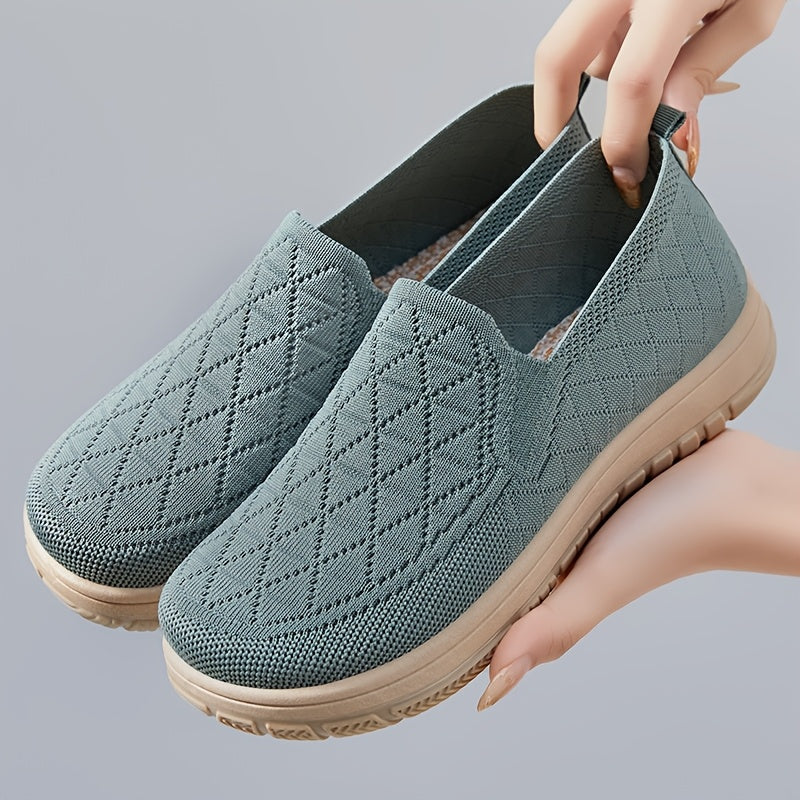 Women’s Breathable Slip-On Loafers, Soft Fabric, All-Season Casual Shoes, Black