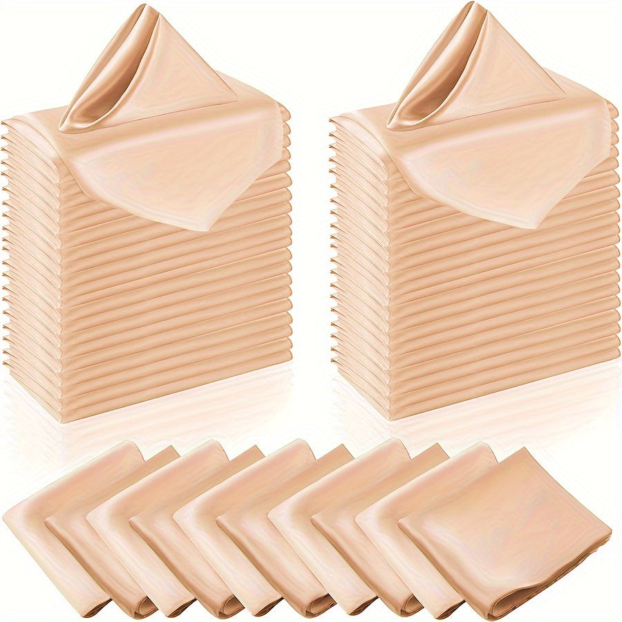 Set of 6/12/24 Square Satin Cloth Napkins for Weddings Dinners Banquets