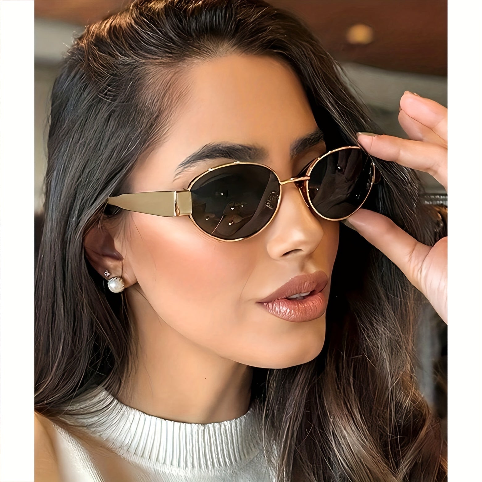 Women's Oval Fashion Glasses 1/2pcs Iron Frame with Golden Accents Polycarbonate Lenses Stylish Durable Accessories
