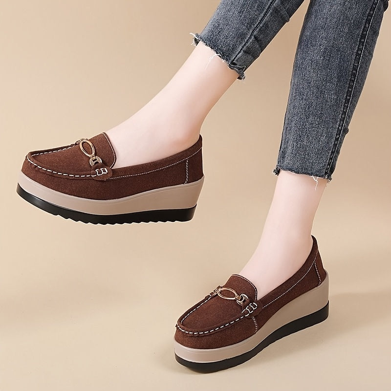 Women's Slip-On Chunky Platform Loafers Synthetic Casual Shoes All-Season