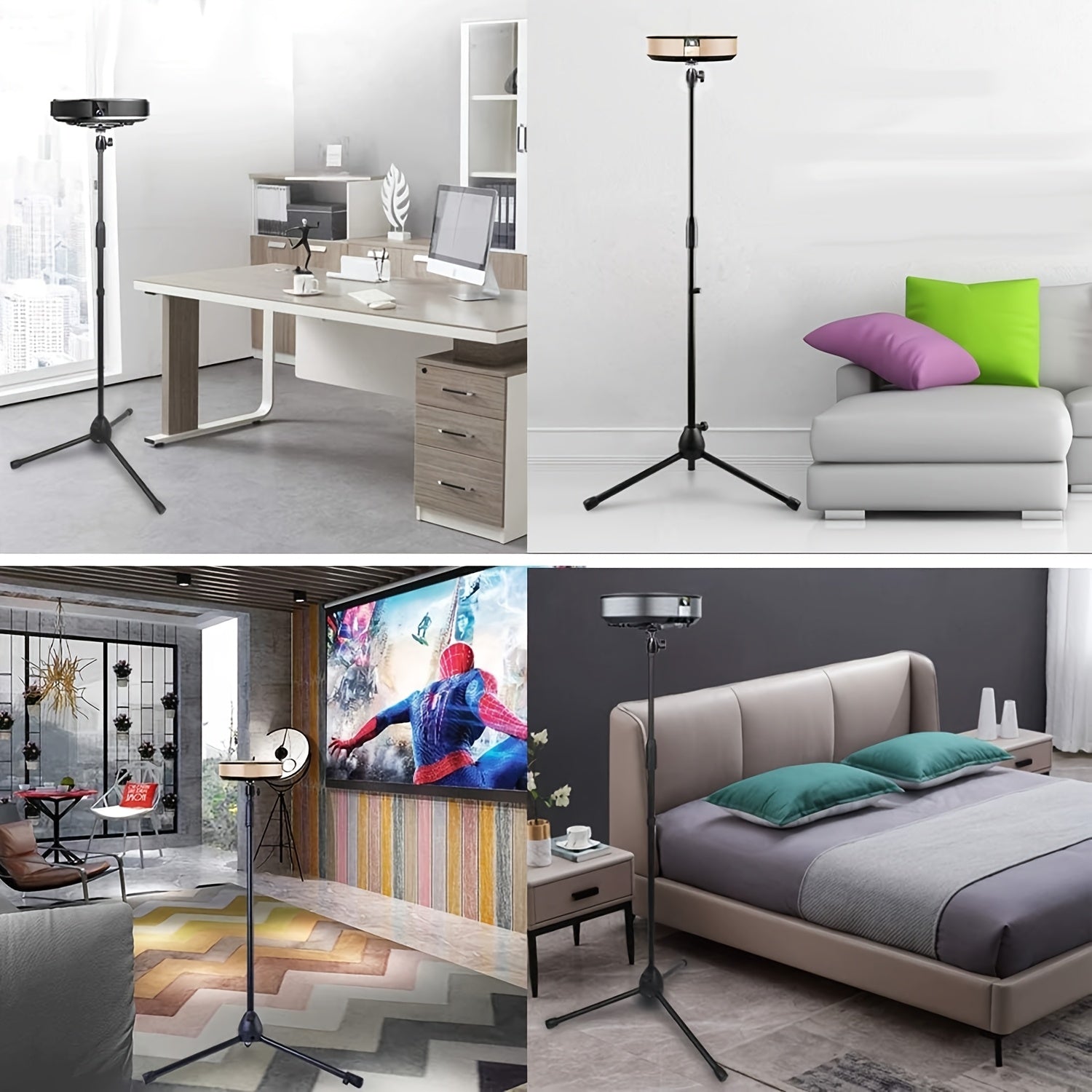Mini Projector Tripod Stand with Adjustable Floor Height and 360° Rotating Ball Head
