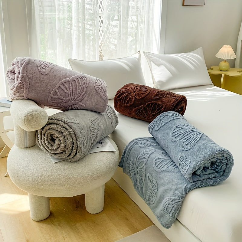 Butterfly Jacquard Taffeta Blanket Plush Flannel Throw for Cozy Year-Round Use