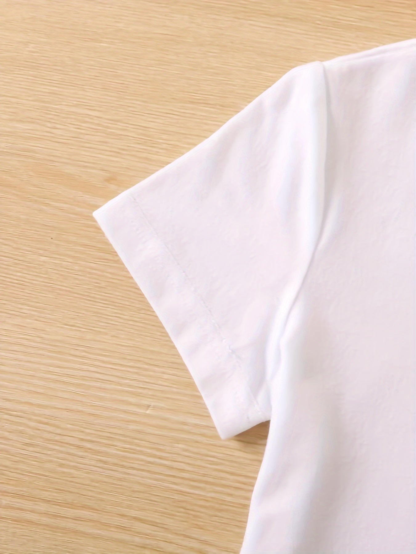 Kids Girls Black and White Star Print Crew Neck T-Shirt Summer Athleisure