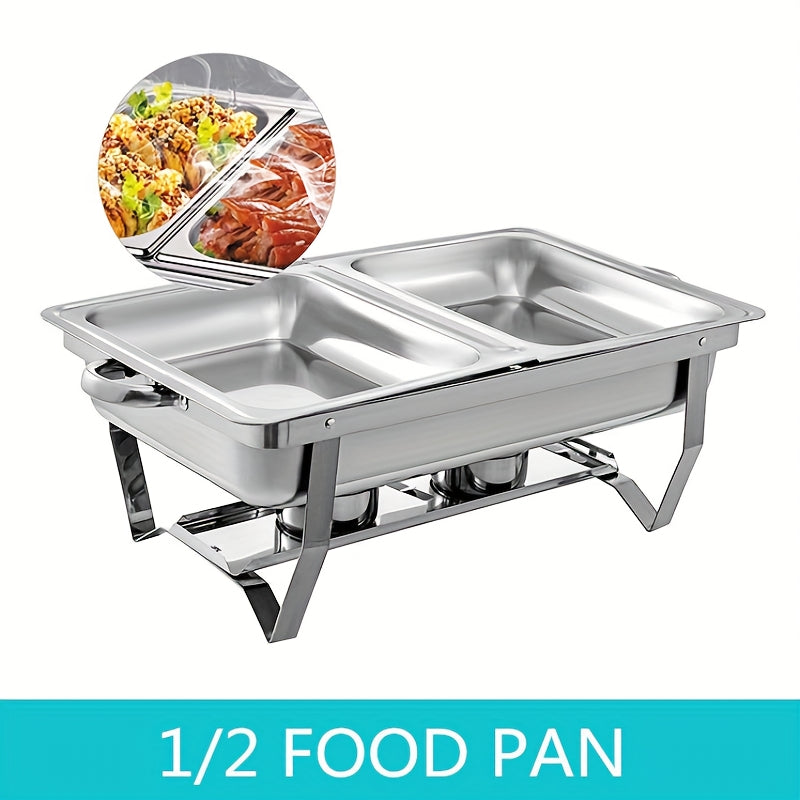 8QT Stainless Steel Chafing Dishes Set with Full and Half Pans for Catering and Events