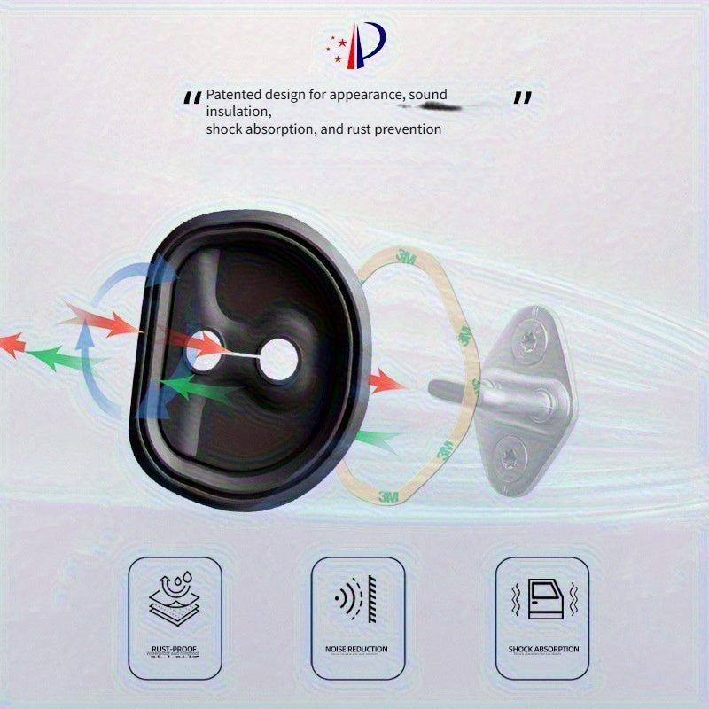 Silicone Door Lock Cover Black for Vehicle Noise Dampening Rust-Proof