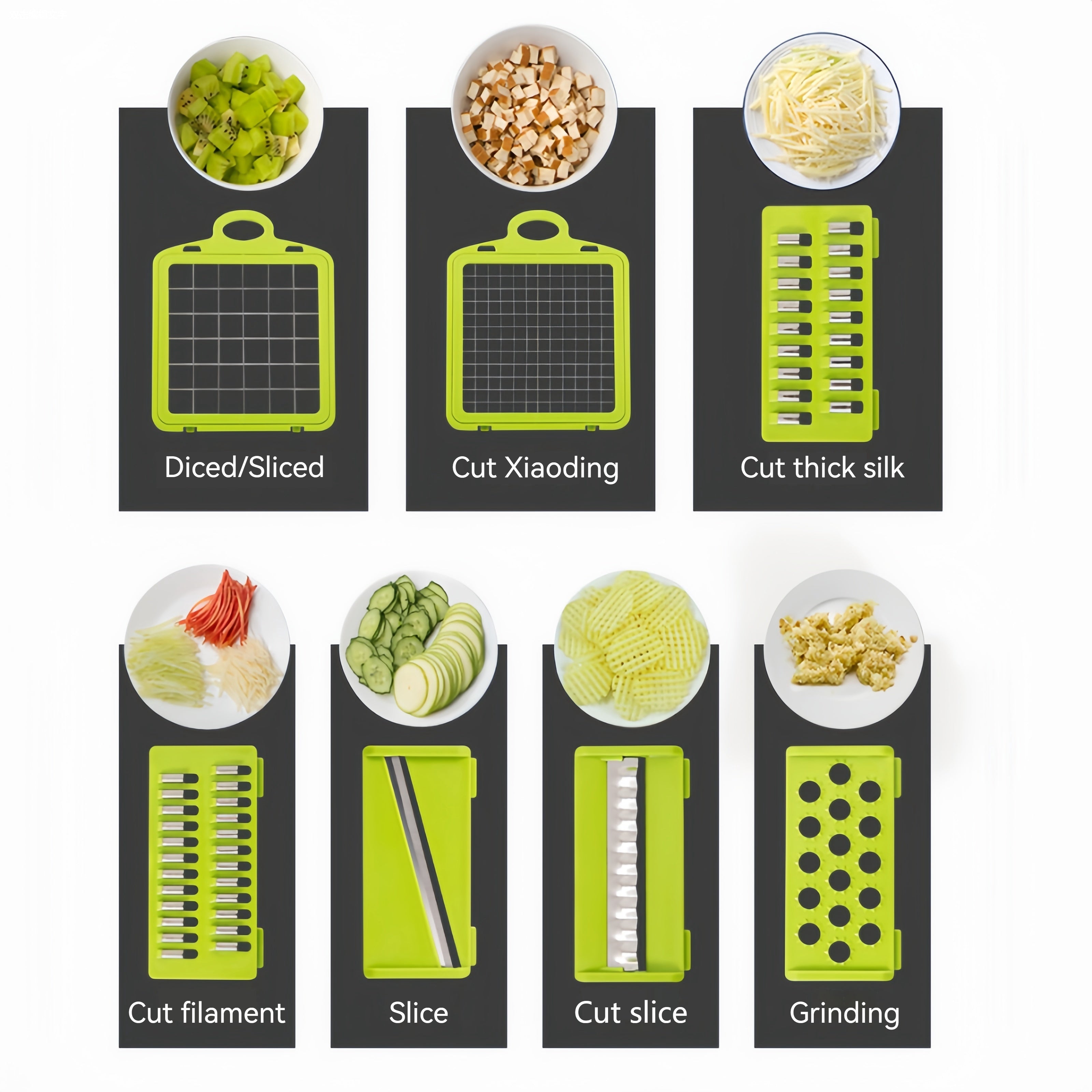 Set of 16 Multi-Functional Vegetable Slicers with Interchangeable Blades