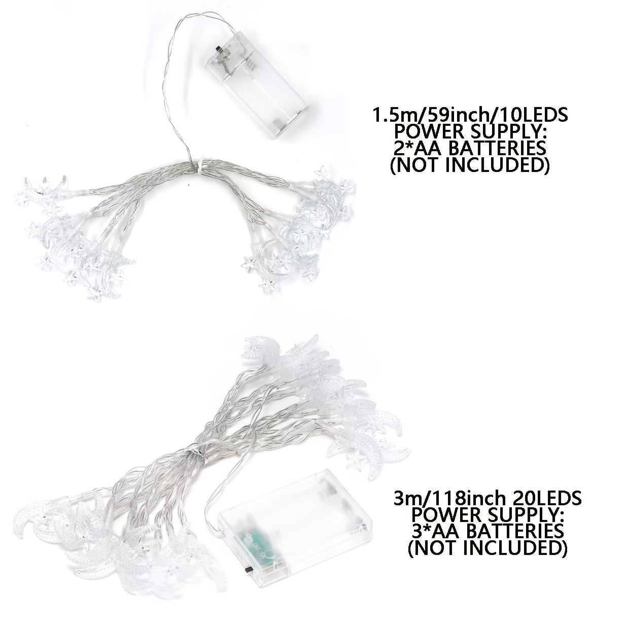 Светодиодные гирлянды Луна и Звезда на батарейках для свадебного и домашнего декора, длина 1,5 м, 3 м, 6 м