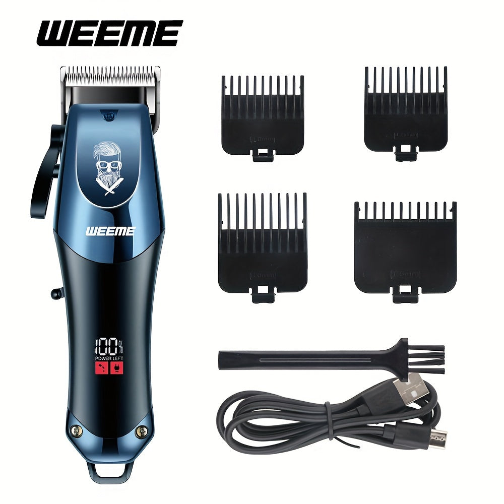 Electric Hair Clipper USB Rechargeable Quiet Hair Trimmer with Limit Combs and One-Touch Length Adjustment