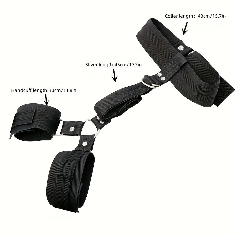 Adult Unisex Nylon BDSM Restraints Set Adjustable Collar and Handcuffs