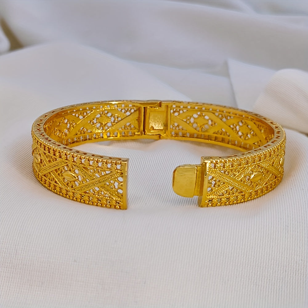 Pulsera de chapa abierta de cobre para mujer, ajustable, joyería elegante