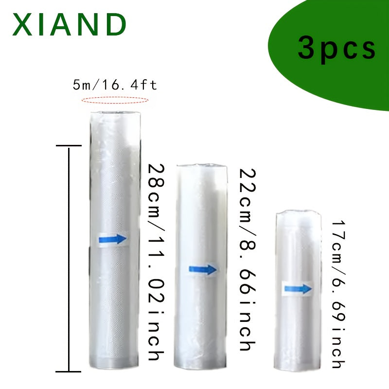 Vacuum Seal Bags 3-Pack 5m Reusable Microwave Freezer Heat-Seal