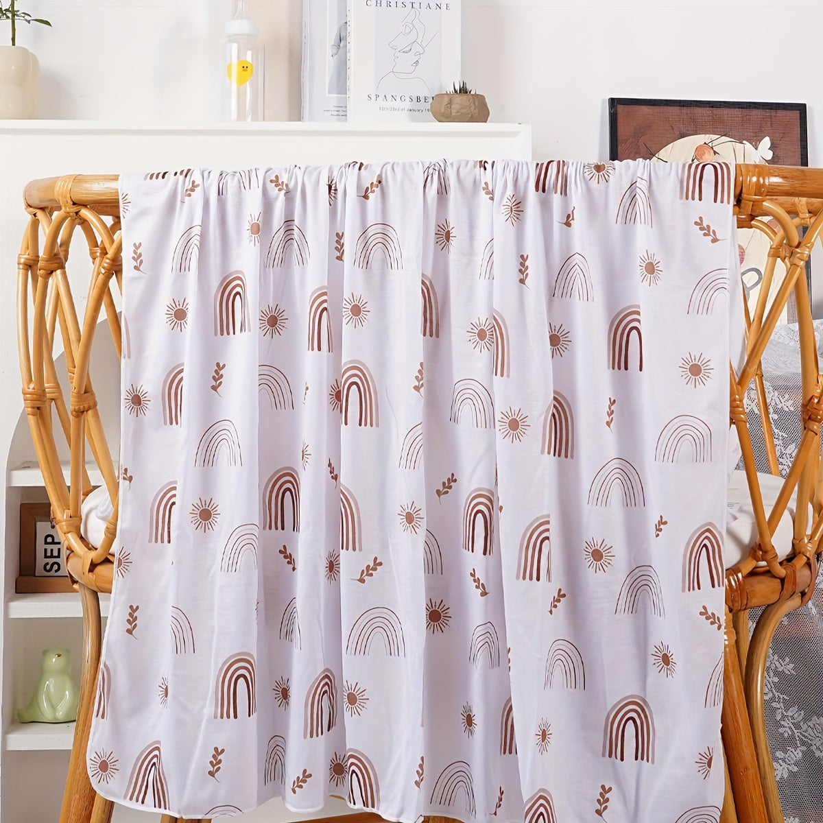 Мягкое и уютное одеяло с милым принтом сафари животных, идеально подходит для дома и путешествий. 1 штука.