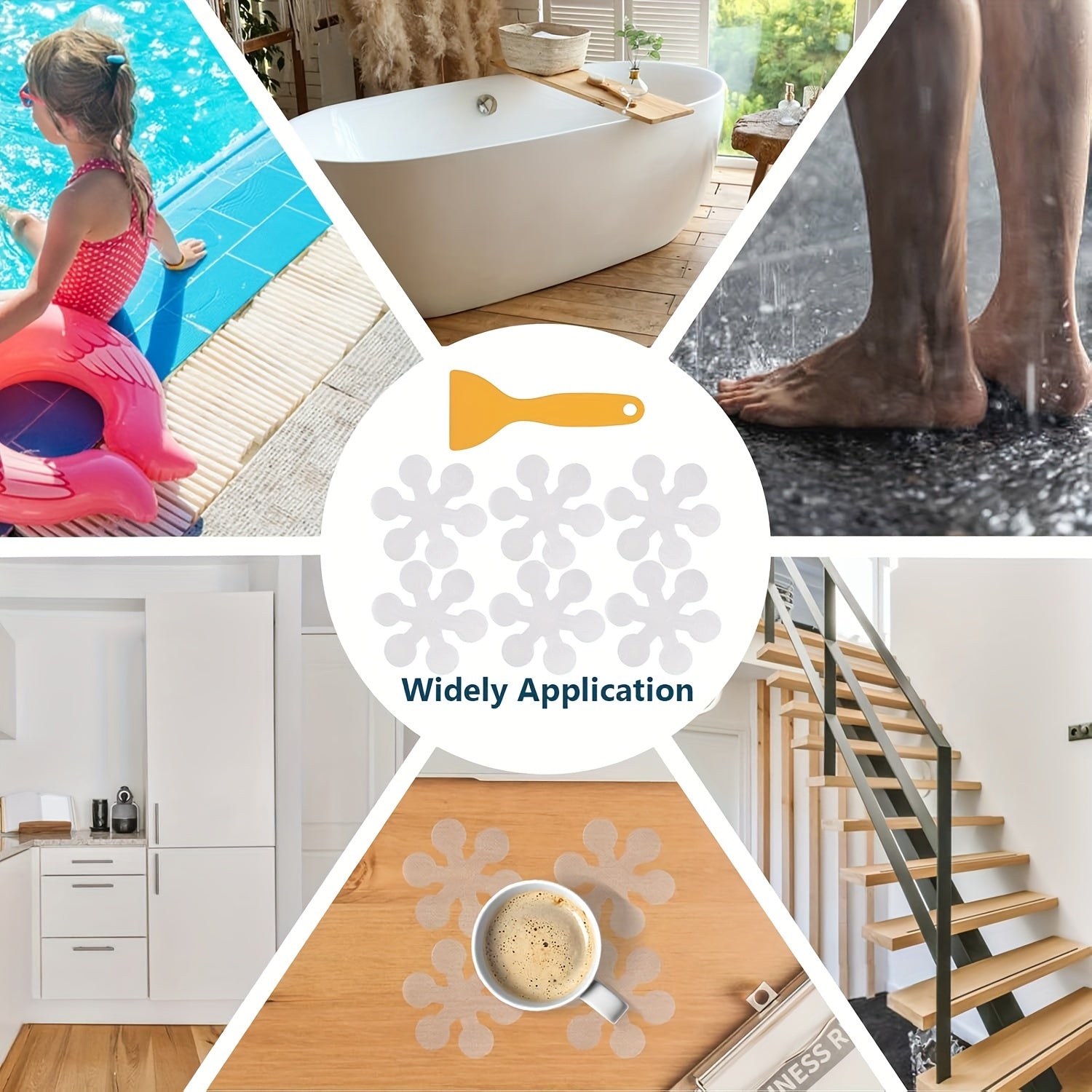 Non-Slip Snowflake Bathtub Stickers Sets of 3, 12, or 24 Transparent Floor Decals