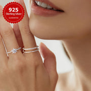 Women's Moissanite Ring 0.5CT Three Row Sterling Silver Wedding Engagement